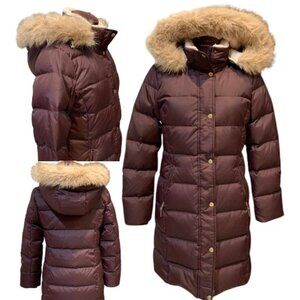 Lauren Ralph Lauren Hooded Quilted Coat Down & Feather Faux Fur NWT XS